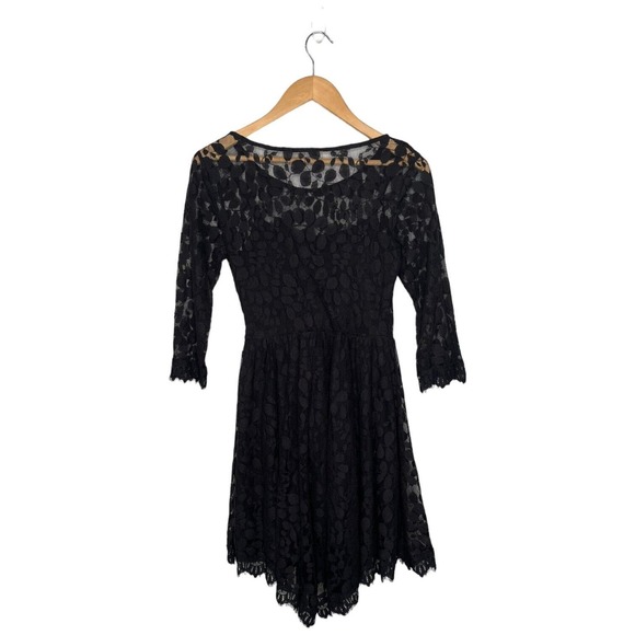 Free People Floral Embroidered Mesh Lace Mini Dress Black S - Picture 4 of 14
